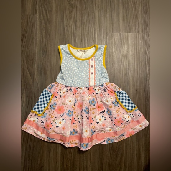 Matilda Jane Other - Matilda Jane Joyful Jamboree Pink Blue floral checkered Sleeveless Sundress -5T
